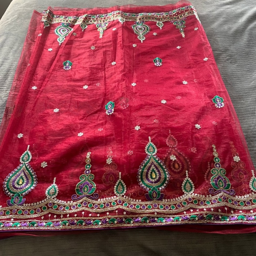 Red Net Saree - image 1